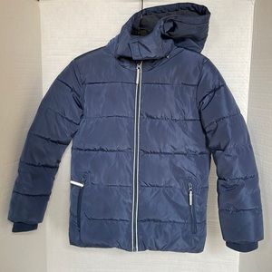JOHN LEWIS England Boys Navy Puffer Jacket with Hoodie Size 9